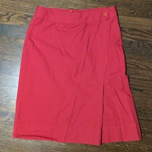 Classic red a-line skirt with a slit
